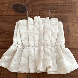 Brocade cream colored strapless top